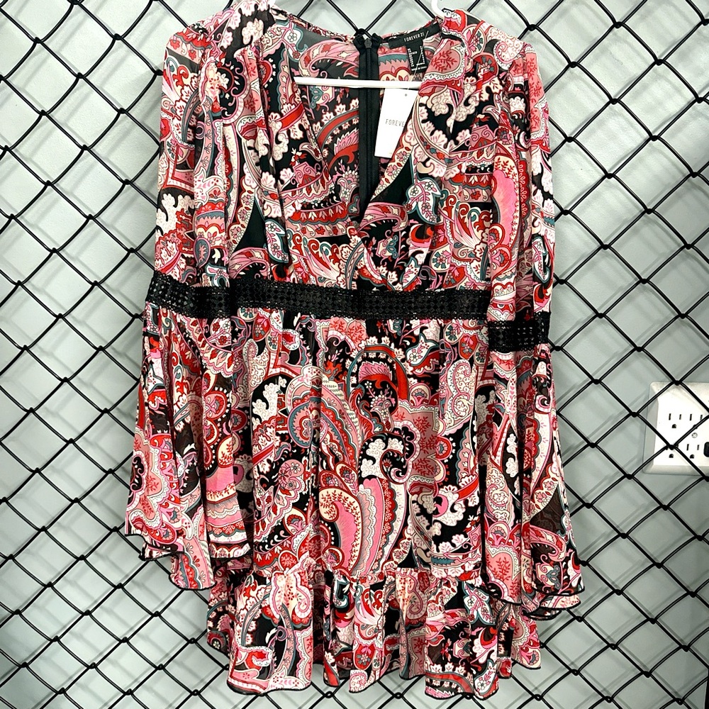 Paisley long sleeve dress